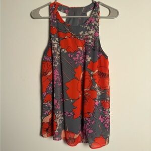 Banana Republic Red Relaxed floral Asymmetrical Tank Top